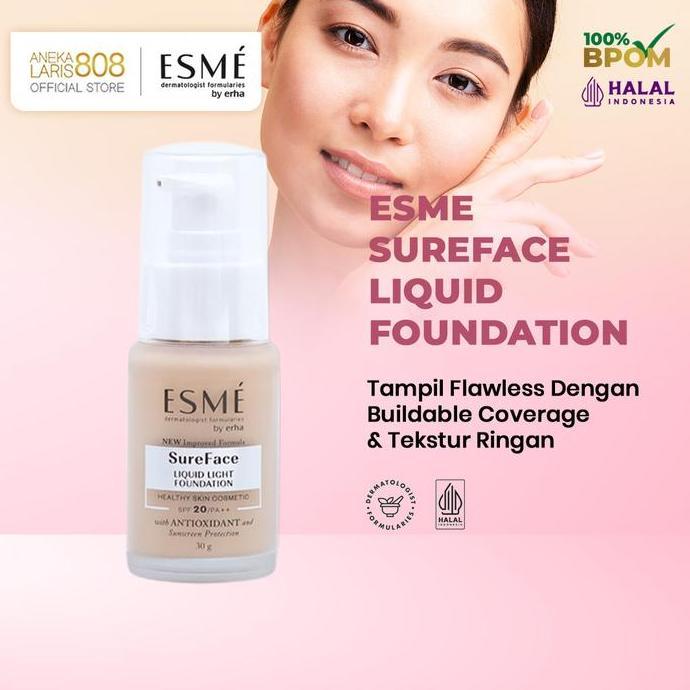 Esme Sureface Liquid Foundation By Erha, Alas Bedak Wajah Cair
