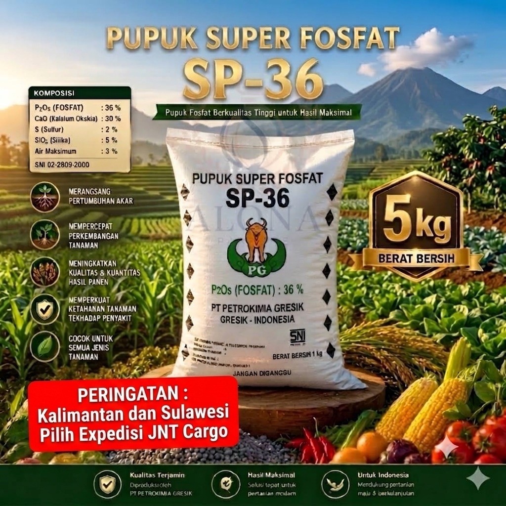 Pupuk SP-36 Kemasan 5 Kg. Pupuk Super Fisfat SP-36. Pupuk TSP-36