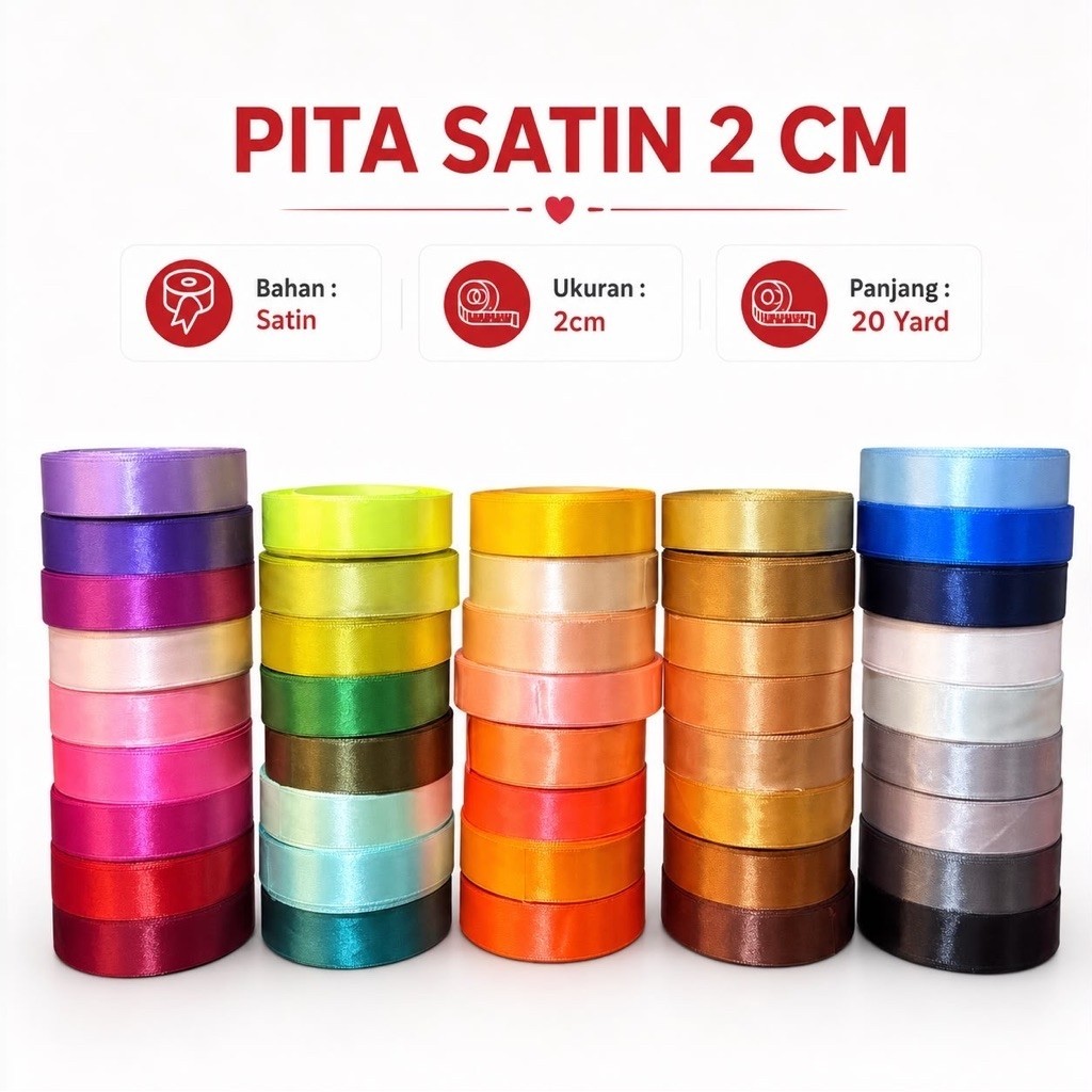 Pita Satin 2 Cm | Pita Kado 2 Cm
