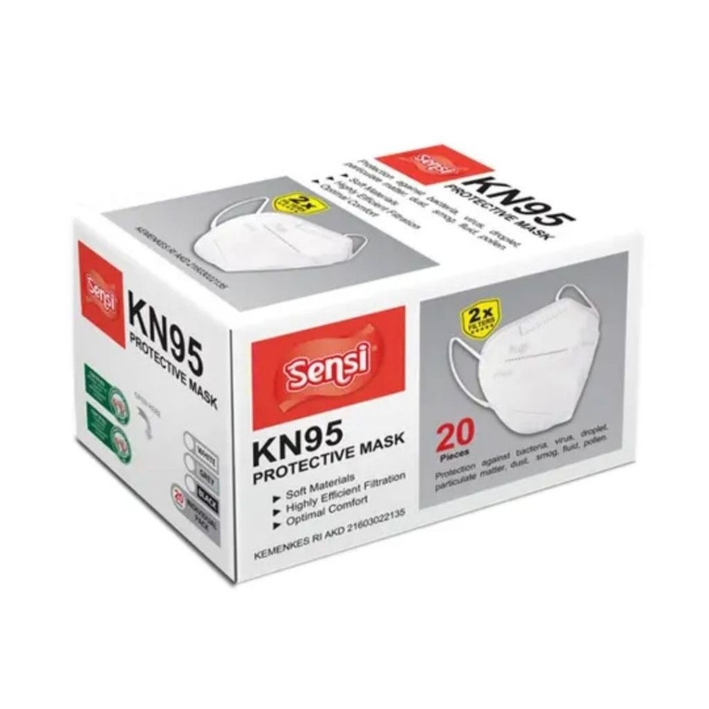 Masker KN95 sensi Putih Box Isi 20 Pcs/KN95 Protective Mask Sensi Box isi 20 pcs
