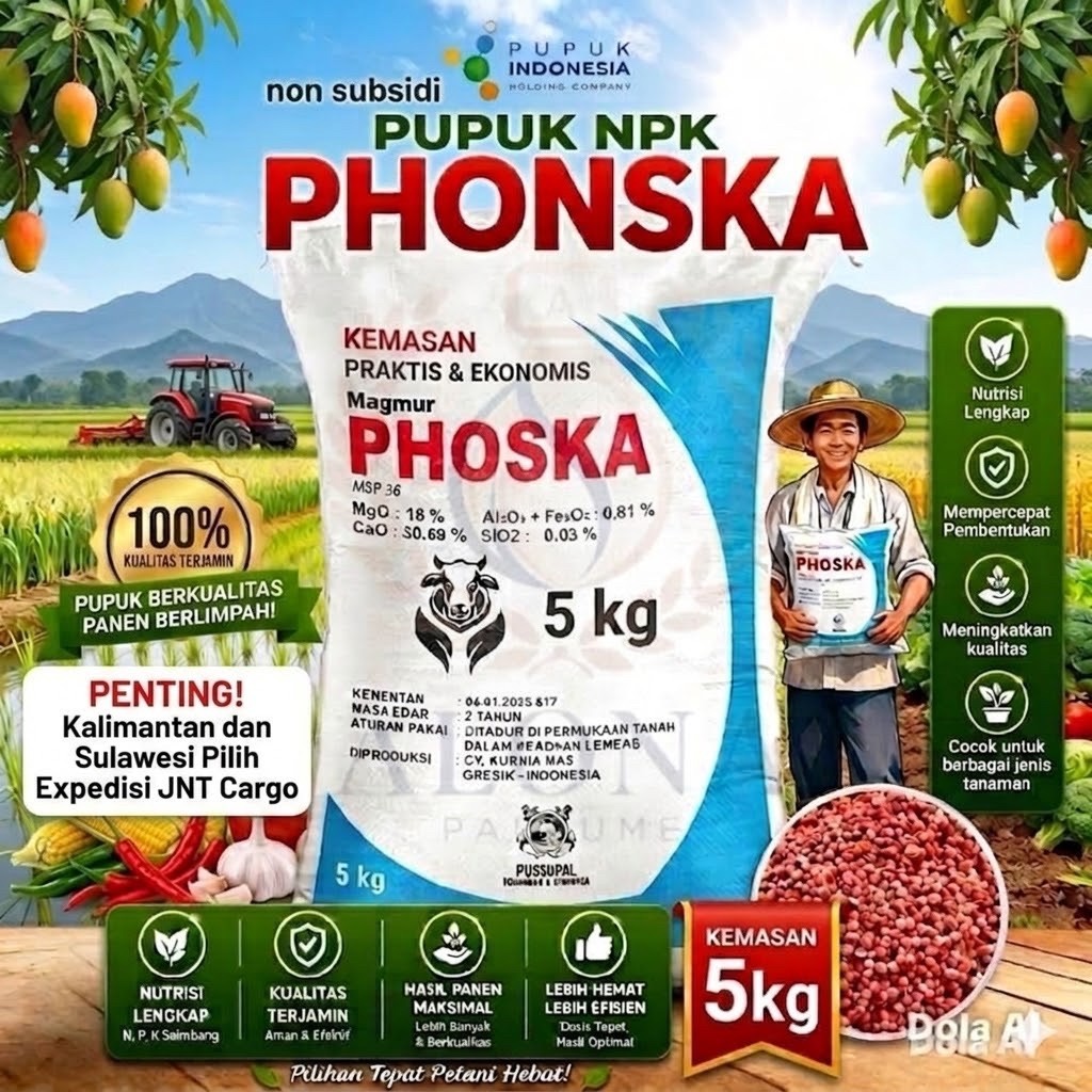 Pupuk PHONSKA Kemasan 5 kg, Pupuk NPK PHONSKA, Pupuk NPK PHOSKA