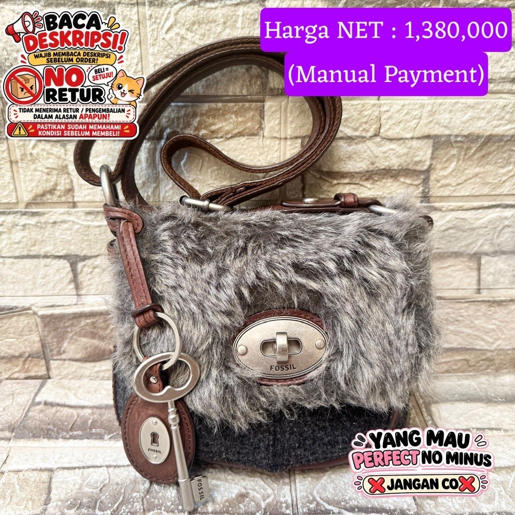 935# NET-Preloved Fossil Maddox Turnlock Twist Lock Faux Fur Bulu