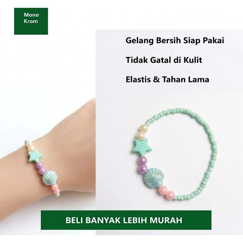 Gelang Tangan Gelang Manik Hand Made - Gelang Motif Biota Laut Biru