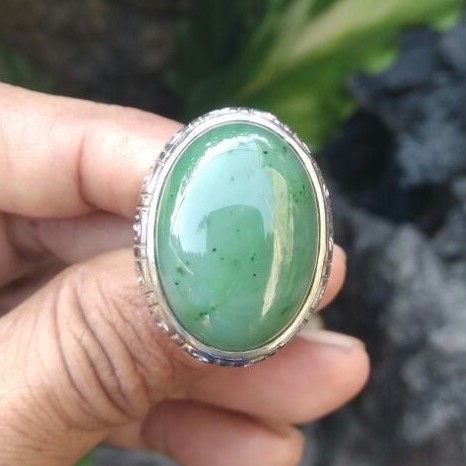 Ring Cincin Pria Batu Giok Nephrite Aceh HQ 100% Natural
