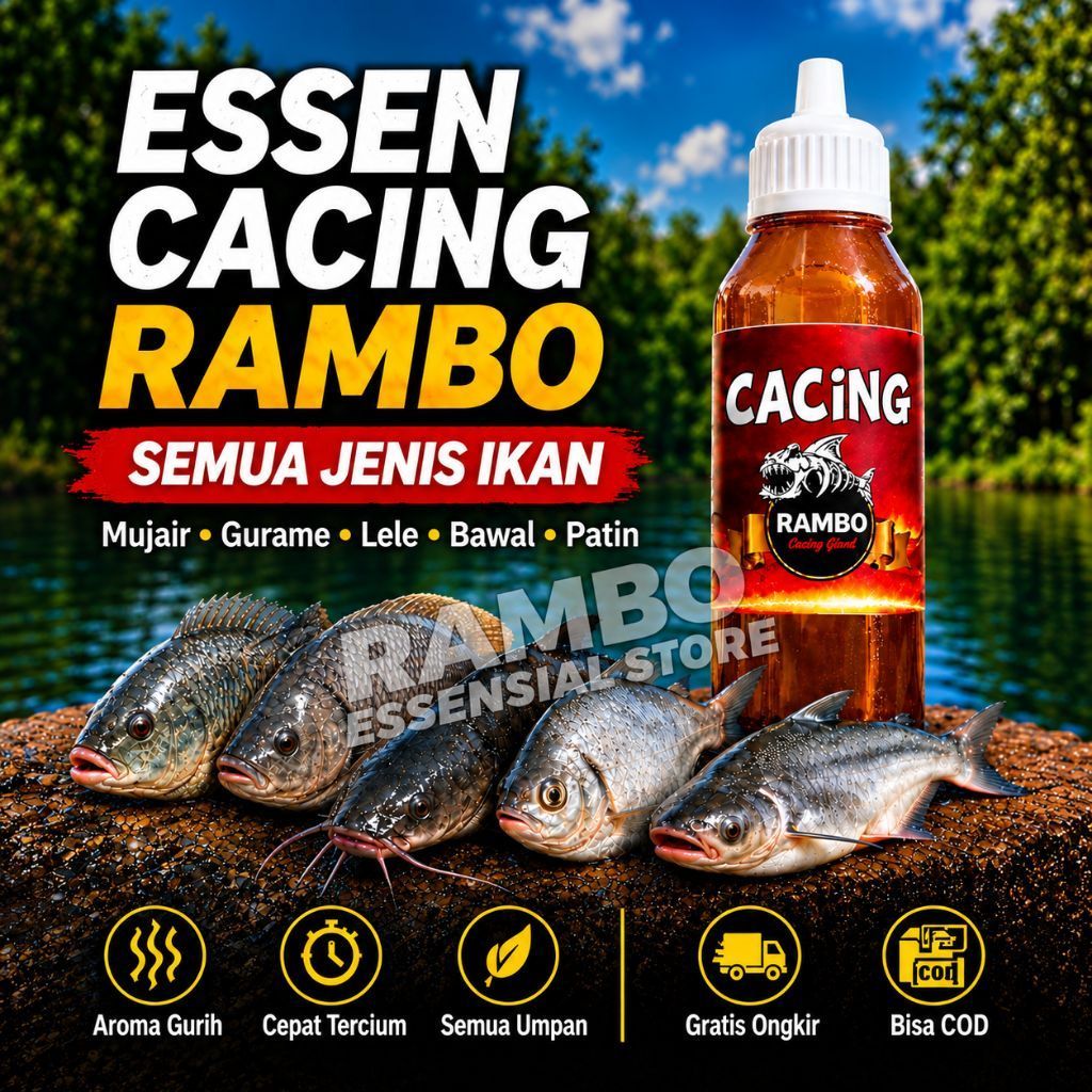 [ESSEN RAMBO] Essen Cacing Rambo 30ml Umpan Semua Jenis Ikan | 100% High Quality