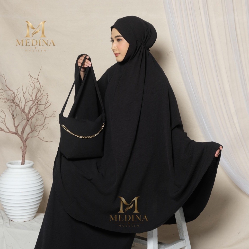 MEDINA-Mukena Dewasa Cringkle Airflow   Menutup Dagu Mukenah telekung Malaysia