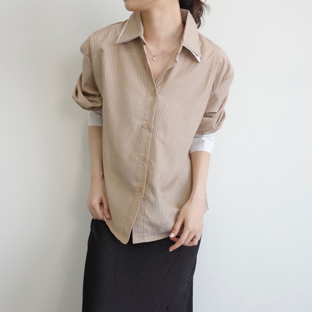 PALETTE Margot Stripe Shirt | Kemeja Wanita | Kemeja Kantor Wanita | Kemeja Stripe Wanita