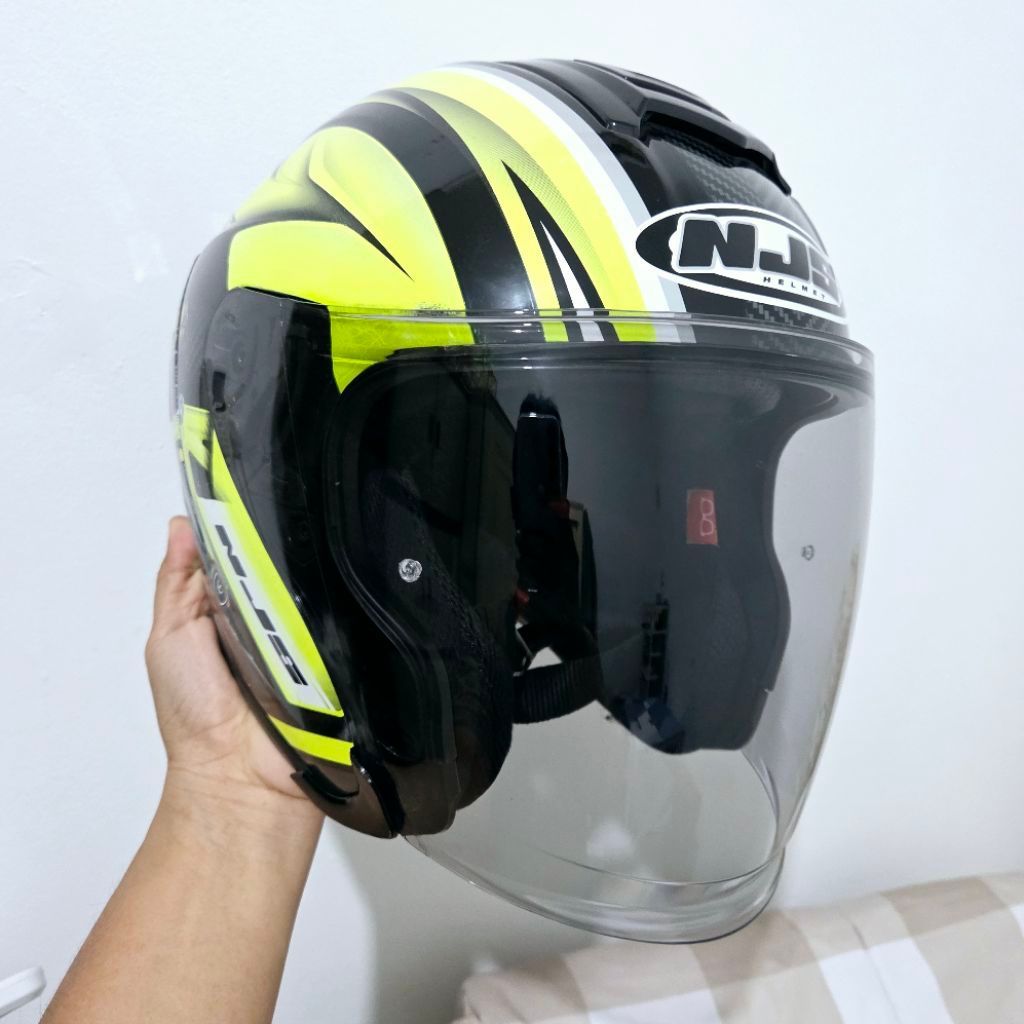 NJS KAIROZ DV RUSH Original Hitam - Kuning Fluo Glossy Second Ukuran XL