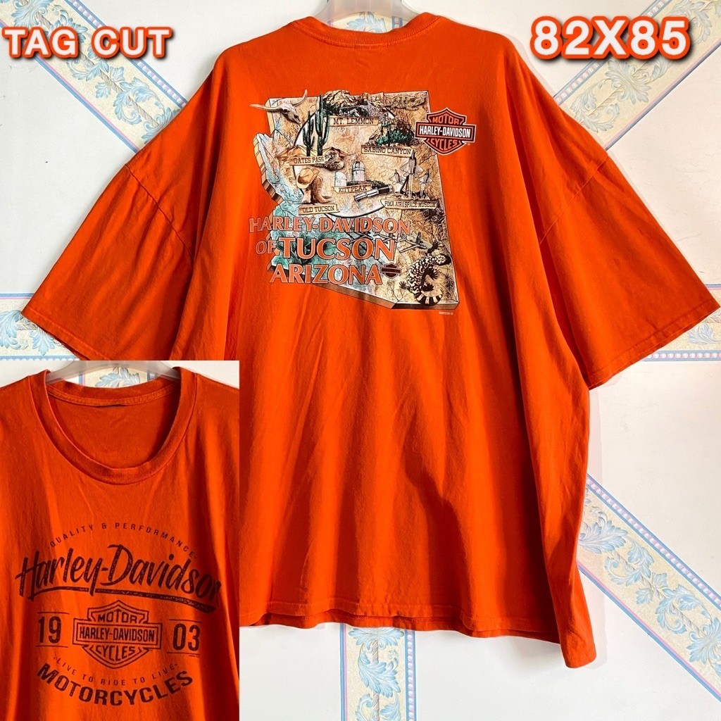 Kaos Harley Davidson Tucson Arizona Orange Size Jumbo Oversize Big Size Pria Wanita Preloved Second 