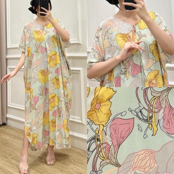 Amariel Betty Big Size Dress Daster Jumbo Panjang Nyaman Bumil Busui Friendly - Katun Rayon Viscose 