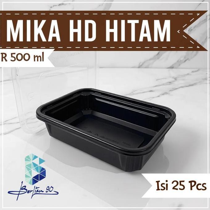 ( Isi 25 ) Thinwall Persegi Panjang Hitam + Tutup 500Ml 750Ml 1000Ml Persegi Kotak Makanan Wadah Pla