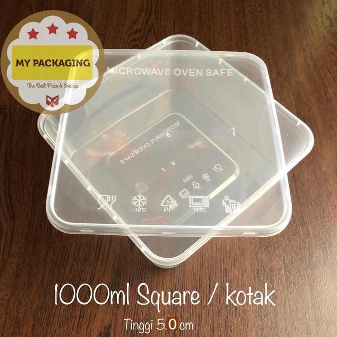 Thinwall Kiip Kotak Makan Microwave / Food Box / Wadah Plastik 1000Ml Square