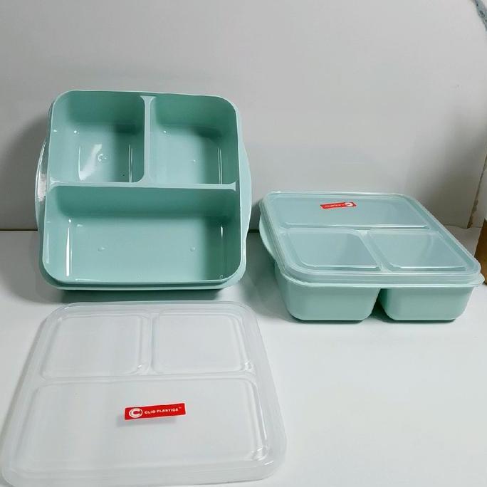 ( 6 Pcs ) Lunch Box Clio Plastics /Tempat Makan Anak / Misting Sekat /Misting Pelastik