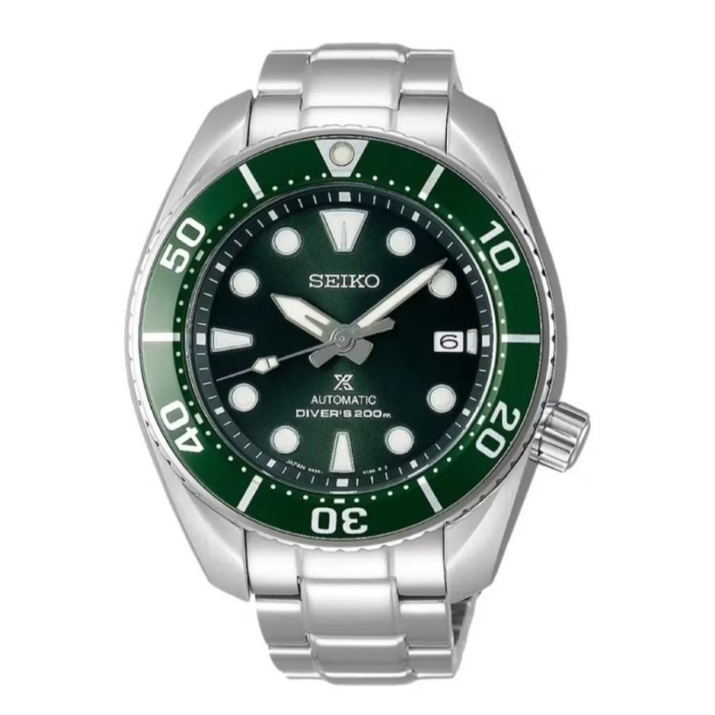 Jam Tangan Seiko Automatic Diver's 200m Pria Analog Tali Stainless Steel Bezel Hijau