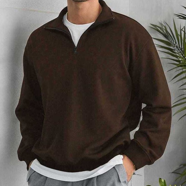 Sweater full Halfzip Polos Unisex Pria Wanita Bahan Fleece