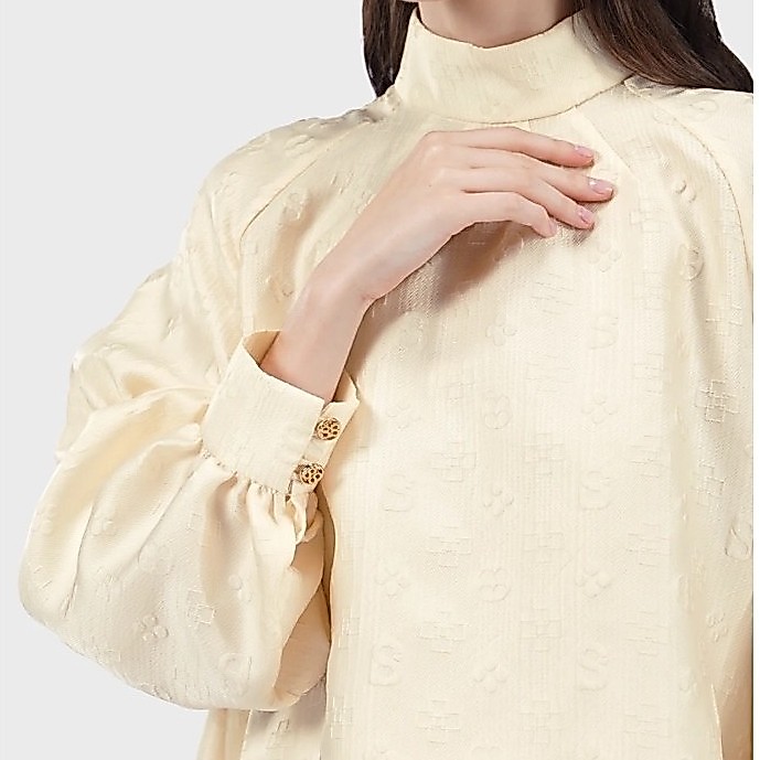 PRELOV BUTTONSCARVES CASSEY MONOGRAM BLOUSE