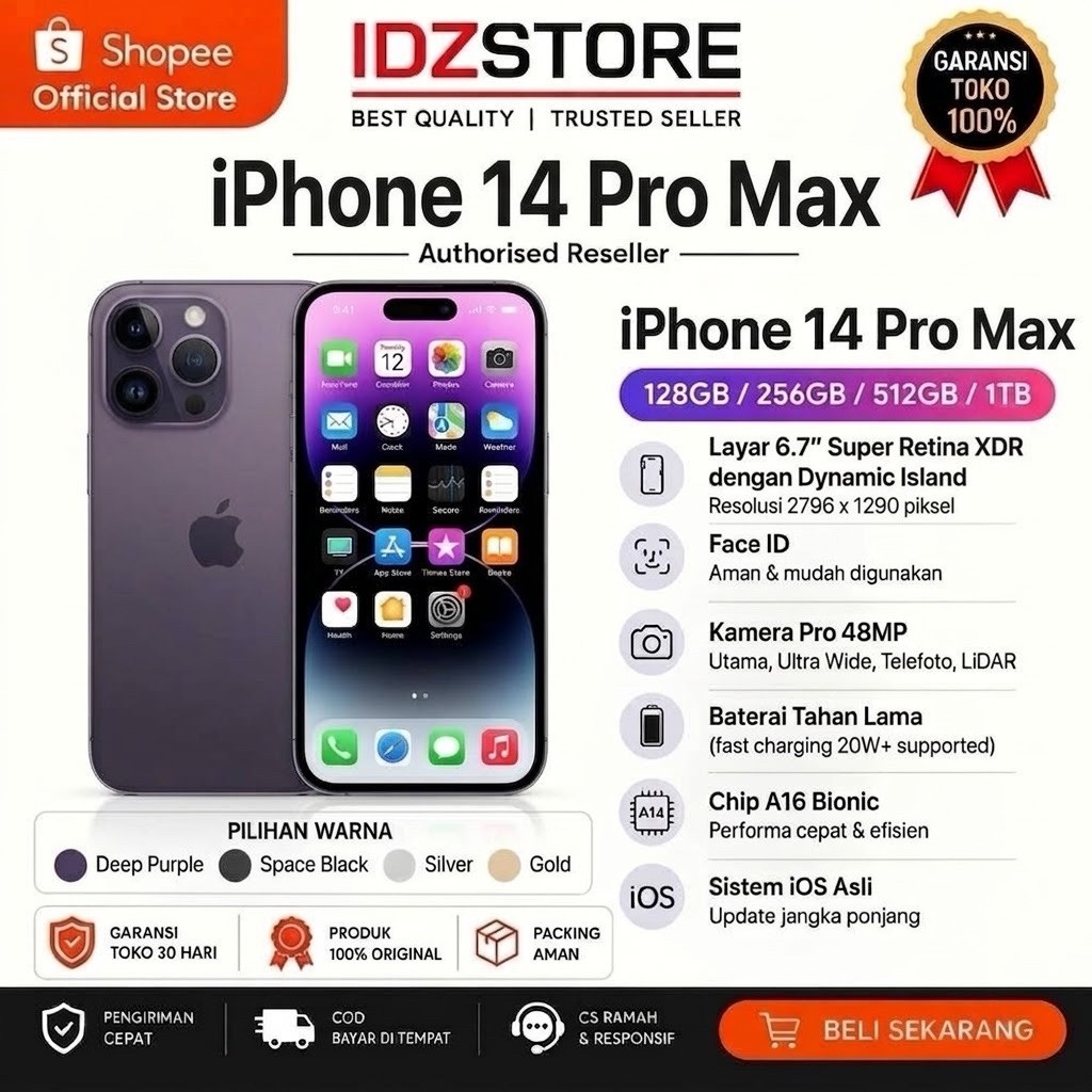 iPhone 14 Pro Max | Second Original | Fullset | Garansi IDZSTORE