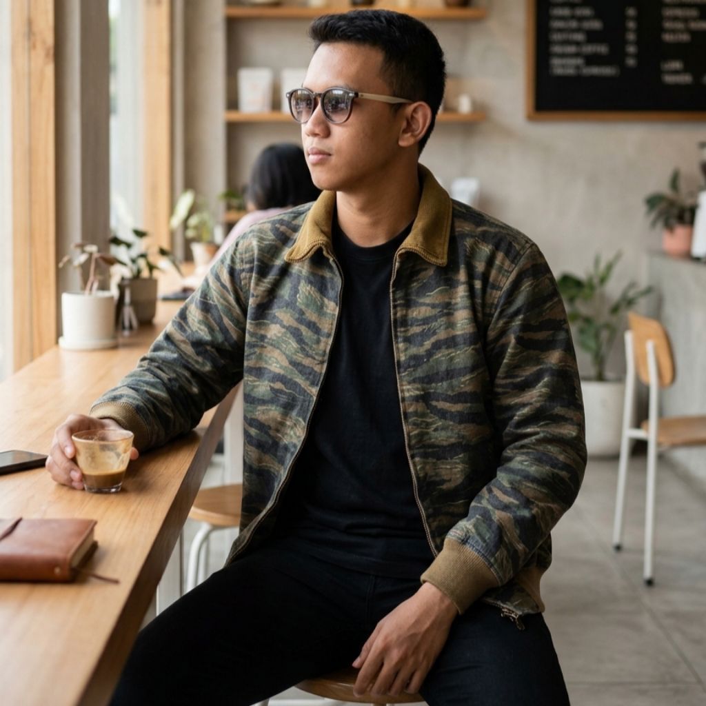 Bomber Jacket Bahan Duck Canvas Tiger Stripe