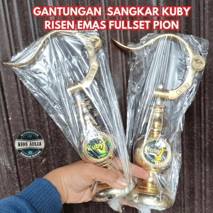GANTUNGAN KUBY RESIN RISEN EMAS FULLSET PION EMAS GOLD KANDANG SANGKAR LOVEBIRD KANDANG KAPSUL
