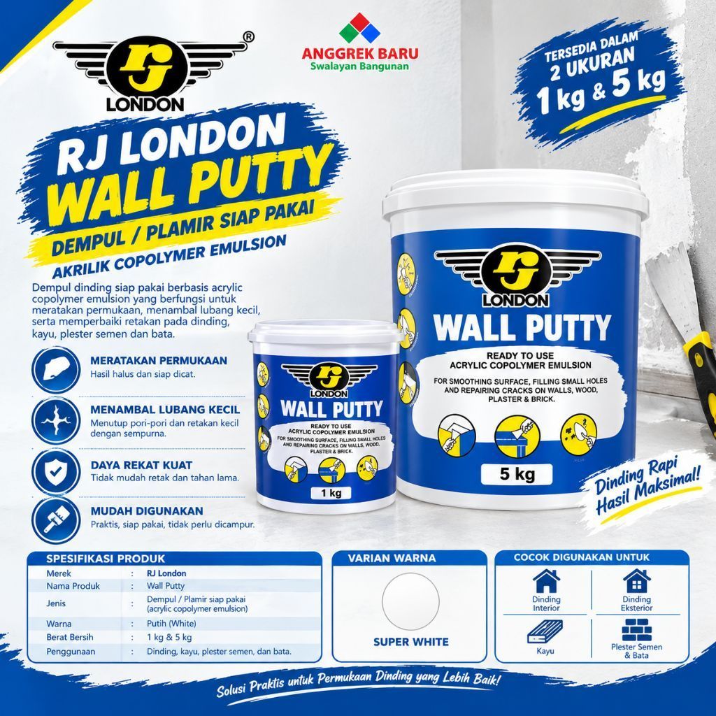 RJ LONDON WALL PUTTY DEMPUL PLAMIR