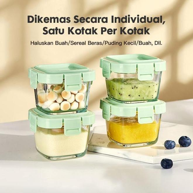 Momwell G23 200Ml Baby Food Container Mpasi Mangkok Mpasi Kaca Container Mpasi Wadah Mpasi