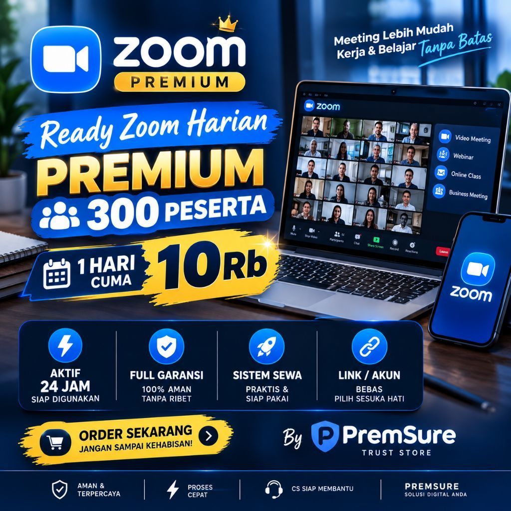 Lisensi Zoom Premium 300 Peserta 1 Hari Link/Akun Meeting Online