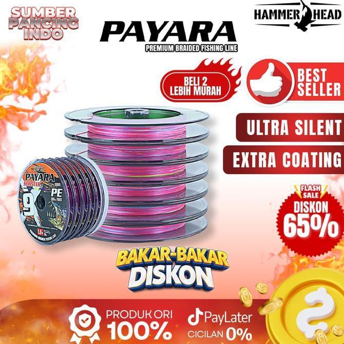 HAMMER HEAD Senar PE PAYARA MONSTER X9 Multi Color 100% PE Fiber Connecting Cocok Untuk Laut Jigging