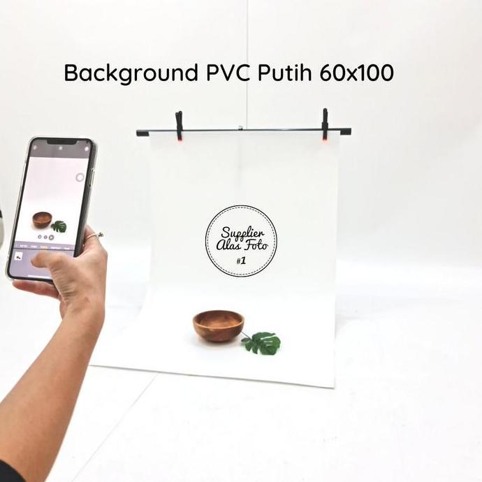 Gassx- Paket Mini Stand + Pvc Background Foto Putih/ Backdrop Photo Polos Saf