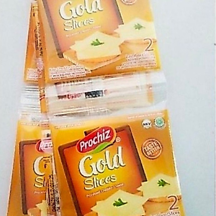Keju Cheddar Lembaran Prochiz Gold Slices - 2 Lembar, Praktis untuk Cemilan dan Makanan Ringan ( 8 p
