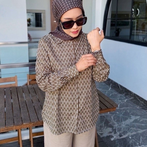 Adelia shirt korina/atasan korina/atasan terbaru/full motif printing