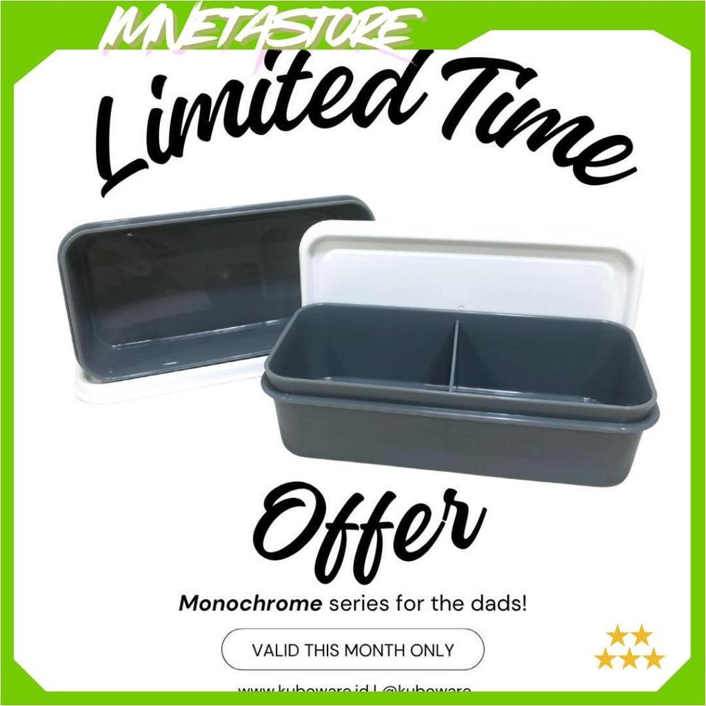 kubox kotak makan rectanguler with divider/lunch box Ori