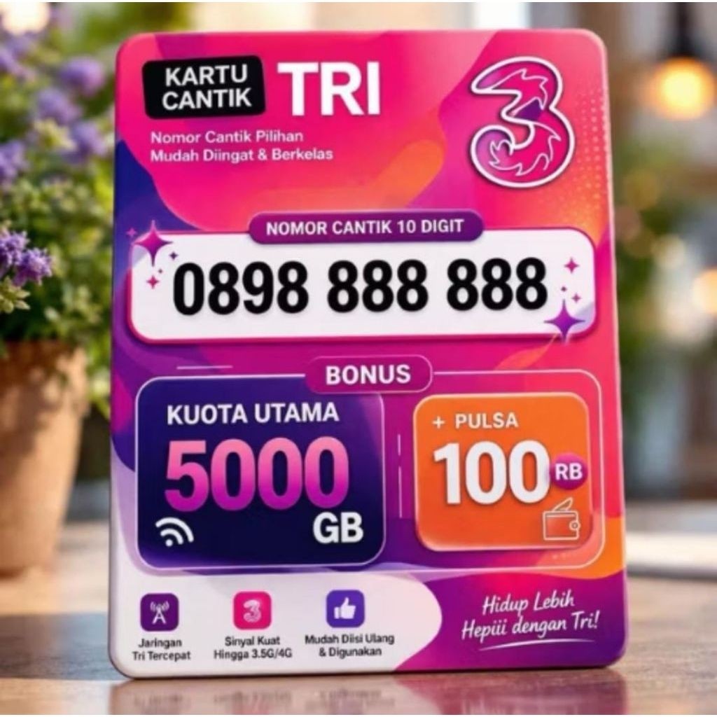 PROMO KARTU TRI 10DIGIT DENGAN BONUS KUOTA 5000GB 4G 5G