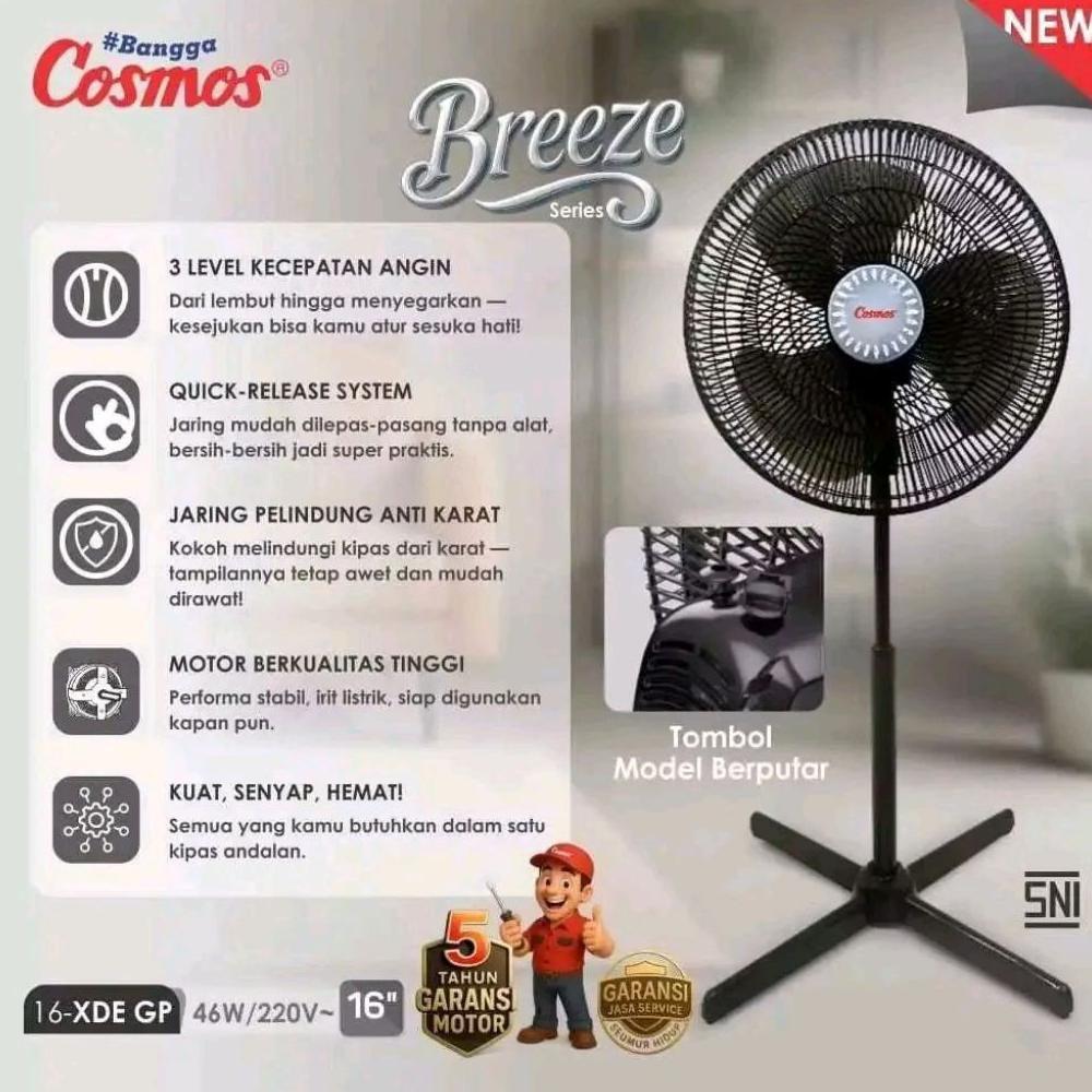 Cosmos 16 Xde Gp Kipas Angin Berdiri 16 Inch Kaki Silang Cosmos 16XdeGp Stand Fan 16Inci Jaring Plas