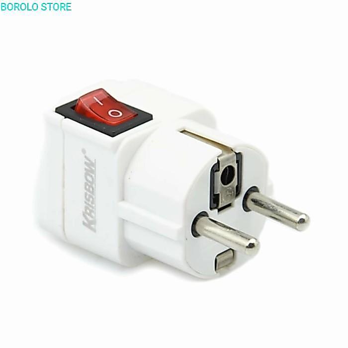 Krisbow Steker Arde Adaptor 2Pin Dengan Switch Travel Adaptor
