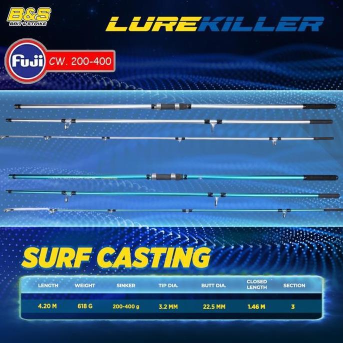 Lurekiller Joran Pancing Fuji Lurekiller Surf Casting 4.2M Cw 200-400G 3 Section Carbon Toray Anti W