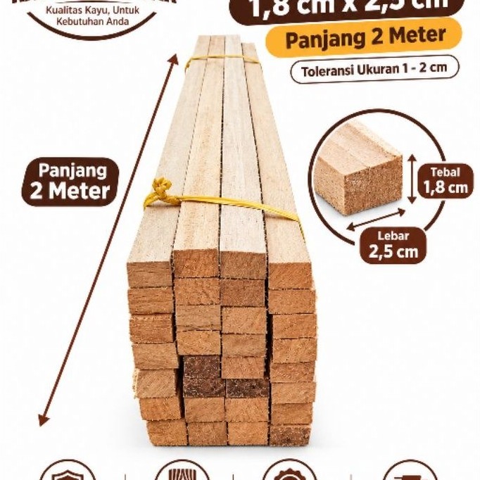 les Reng 1,8cm x 2,5cm x 2meter jenis kayu putih