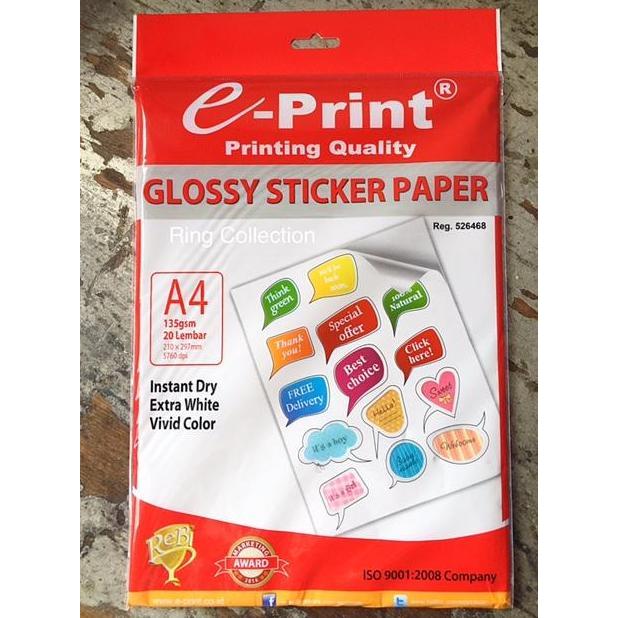 Kertas Stiker Glossy A4