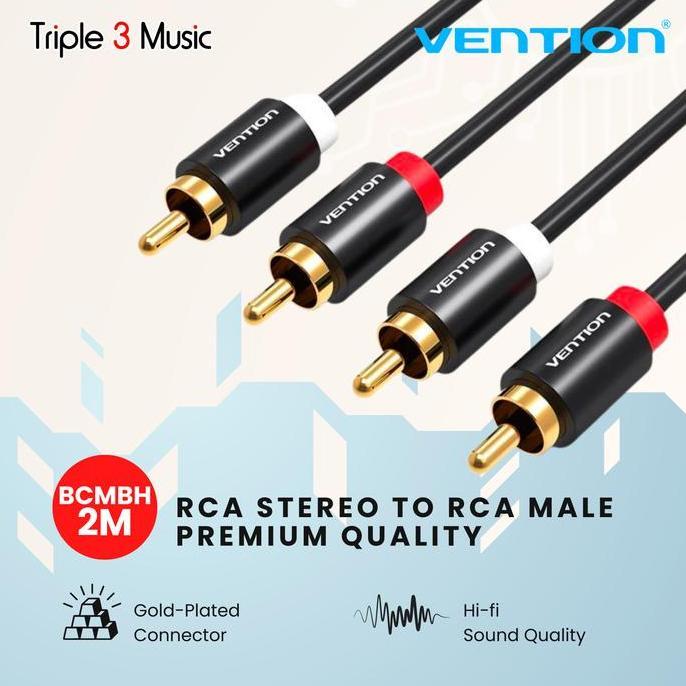 SAFIRAOLSHOP_ - VENTION BCM BLACK KABEL RCA STEREO TO RCA MALE PREMIUM QUALITY
