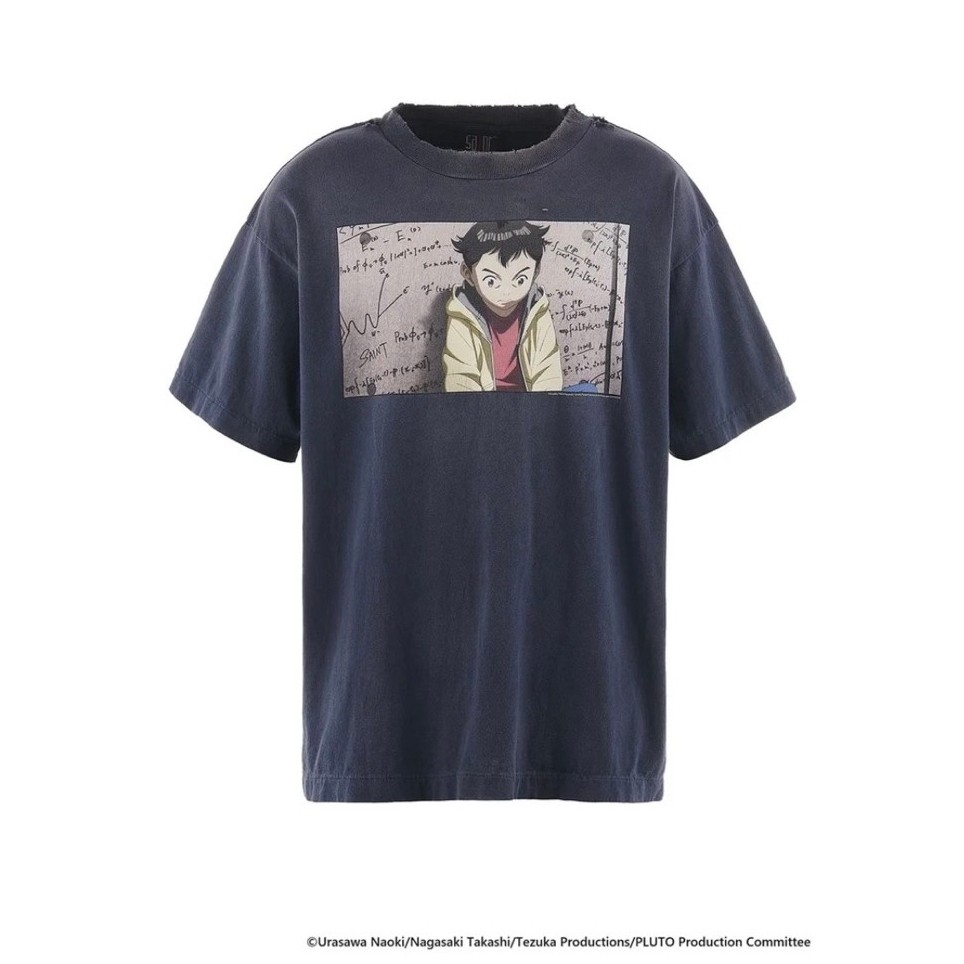 T-Shirt / Tees Bootleg SAINT MICHAEL Pluto Anime Blue Navy Faded Colour (NEW) | Bootleg Anime | Boot