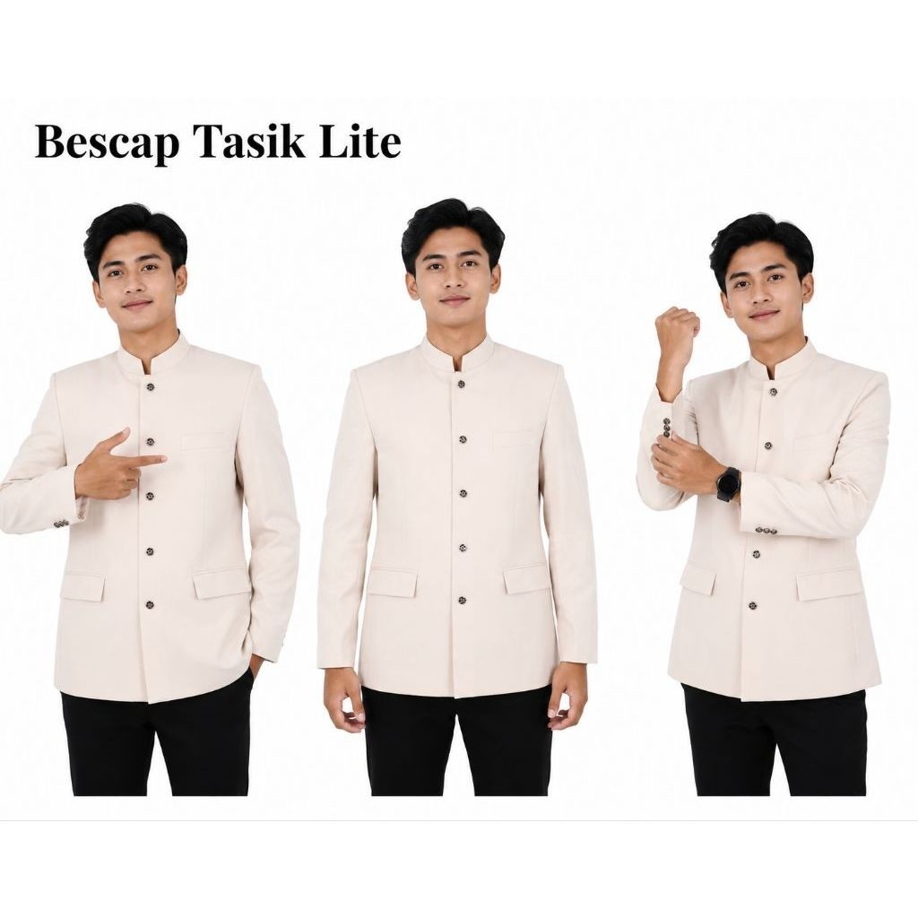 Jasko Polos Motif Saku Tutup Jas Koko Pria Dewasa Jasko Warna Cream Bescap Bapak Bescap Premium