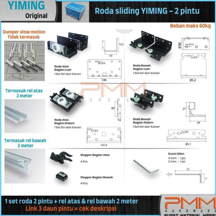 Syenasyenitah - Roda Sliding Yiming 2, Roda Lemari Geser Yiming 2 Pt
