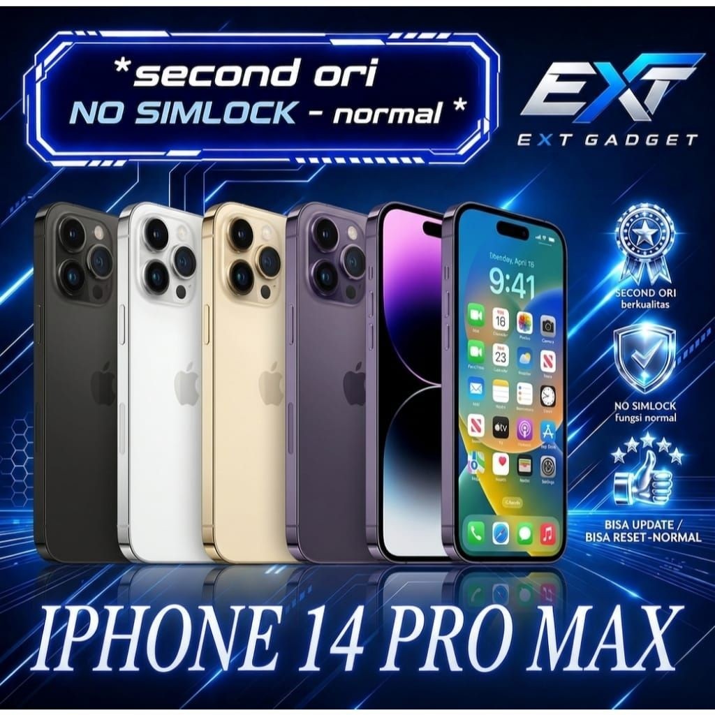 IPHONE 14 PRO MAX Second Bekas Kondisi Mulus 128GB 256GB Fullset No Simlock
