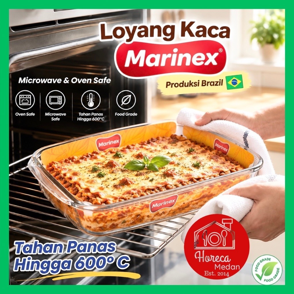 Loyang Marinex Loyang kaca segi produk import food pan / glass casserole