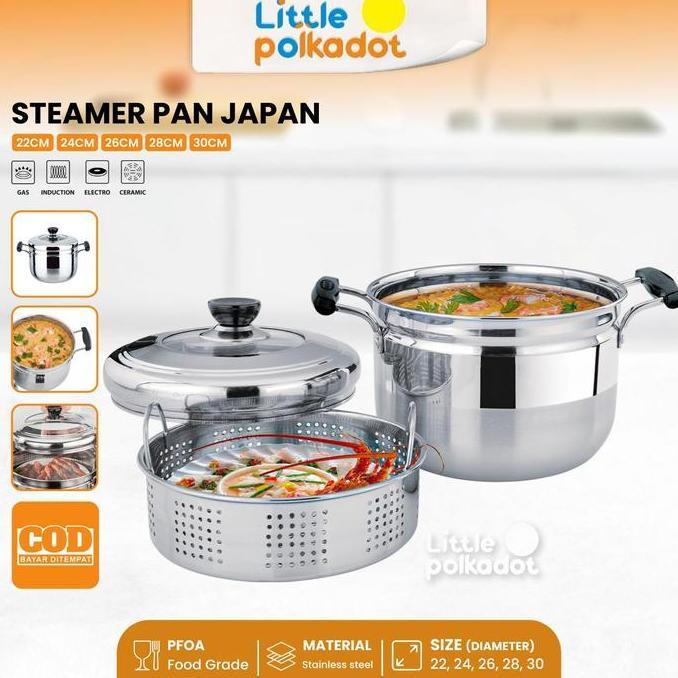 New- Panci Kukusan Tutup Kaca Ukuran Besar Panci Kukus Susun Panci Kukus Stainless Steel Dandang Pan