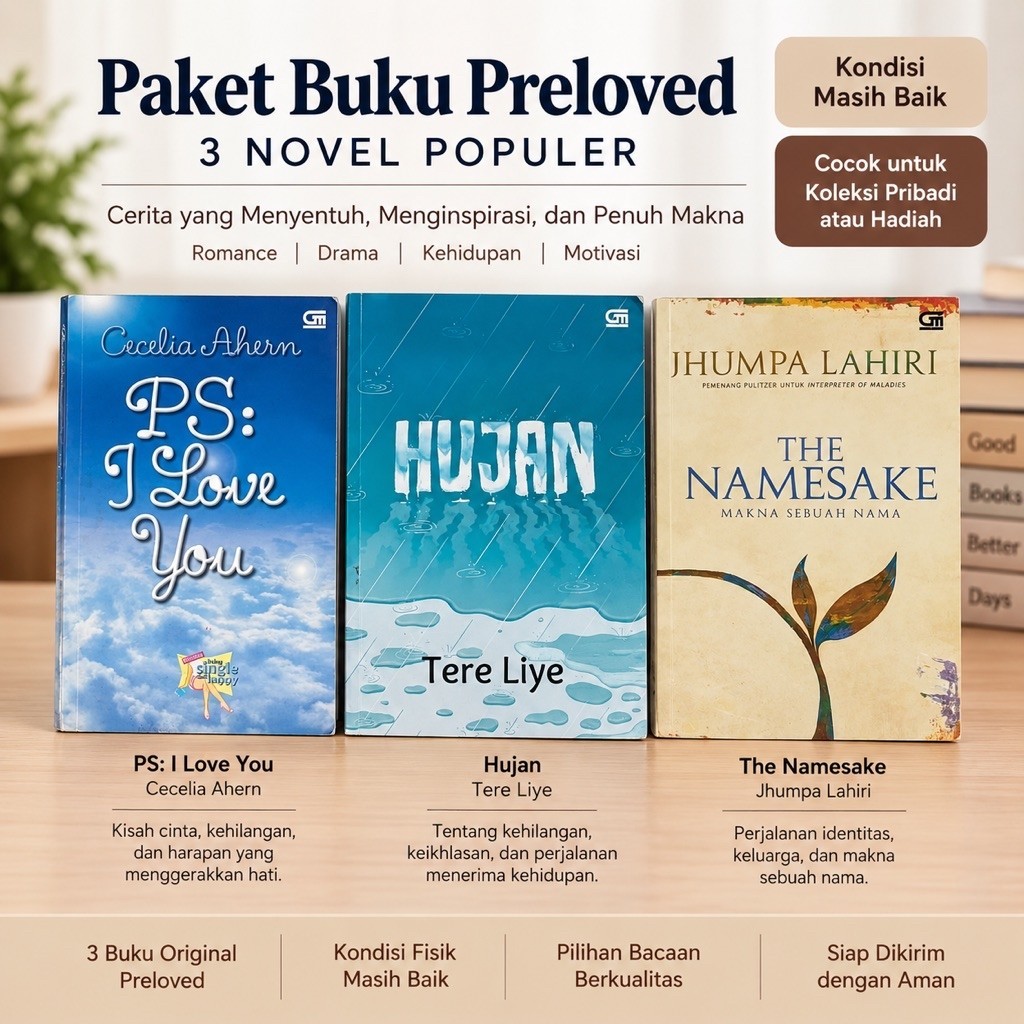 [PRELOVED] PAKET 3 BUKU NOVEL BEST SELLER