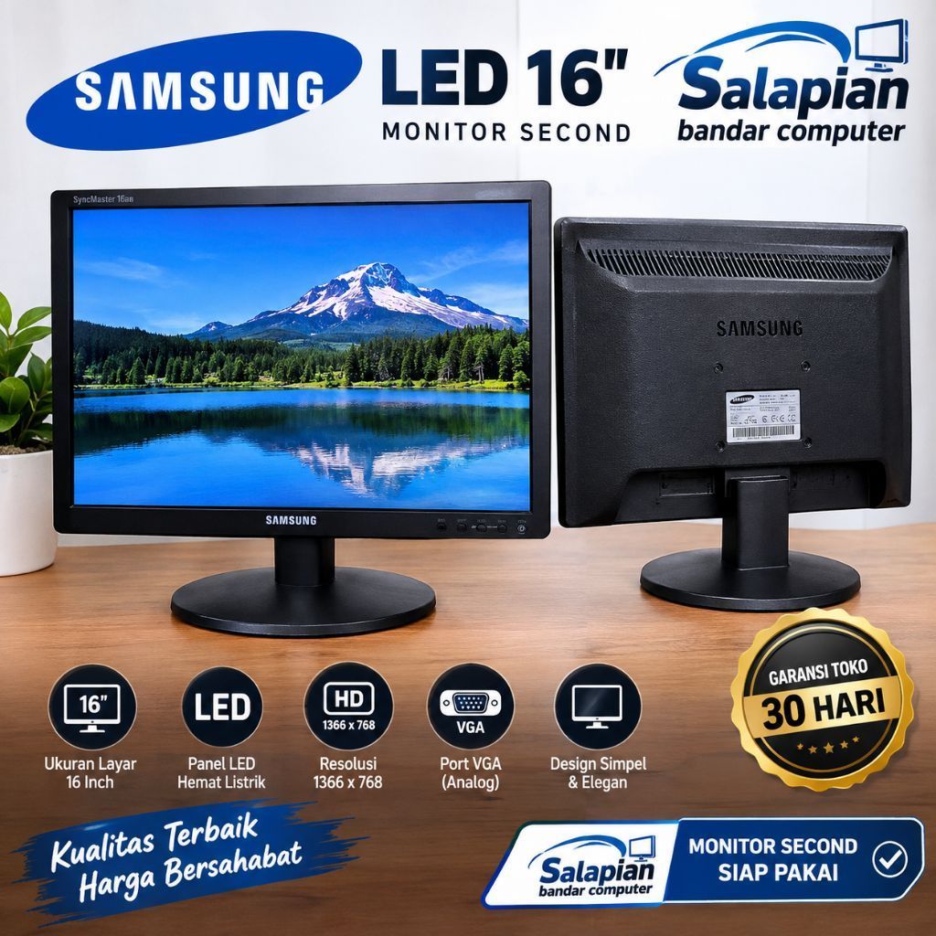 Samsung Monitor LED 16 Inch Second+adaptor