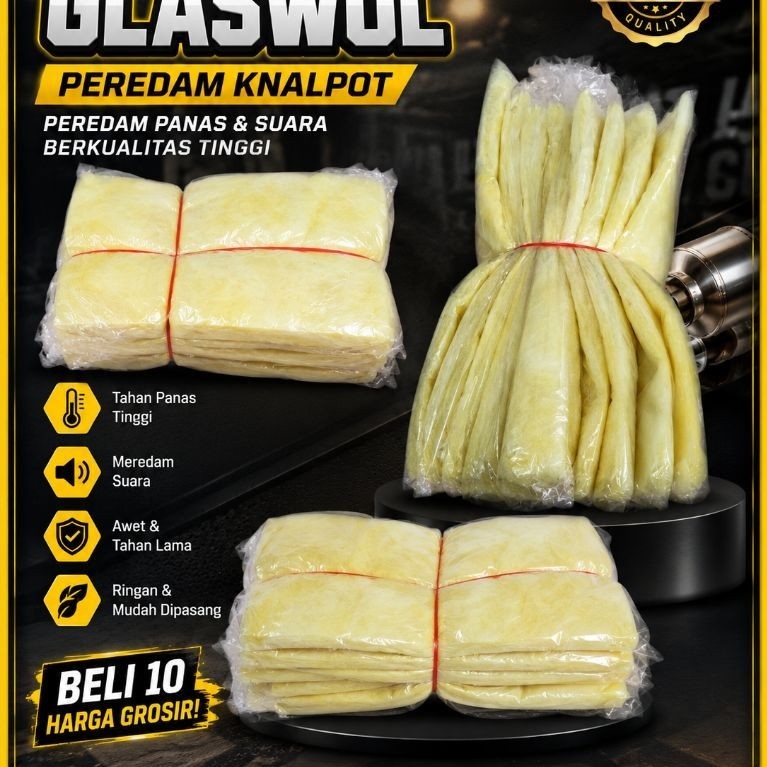 Glaswol Peredam Knalpot anti panas kuning tebel isi( 10lbr )