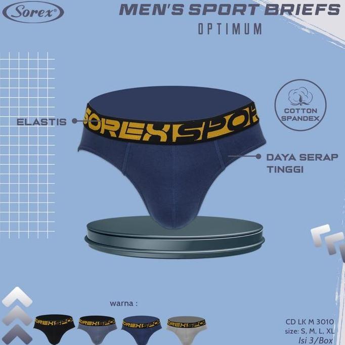 (1 Kotak isi 3 Pcs) Sorex Cd Mens Sport Briefs Cd Lk M 3010