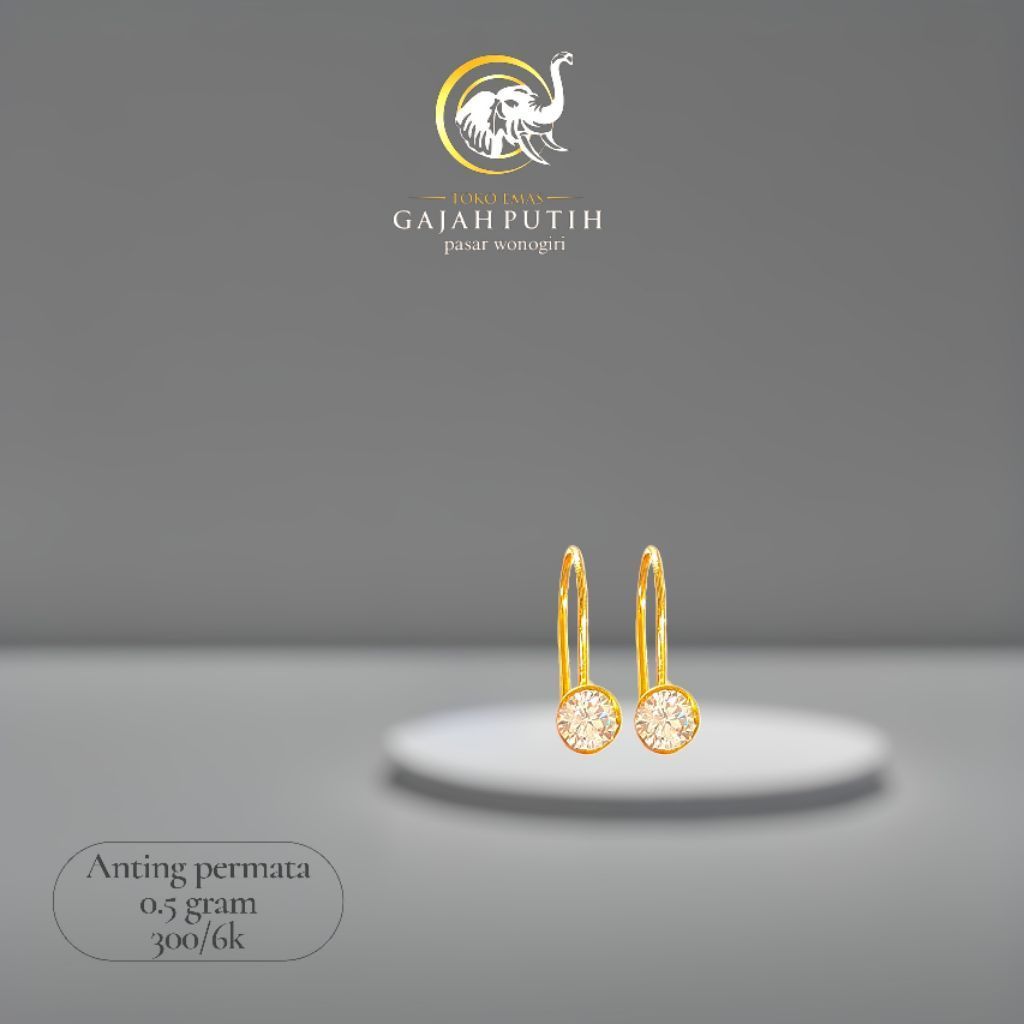 Anting emas permata 0.5 gram
