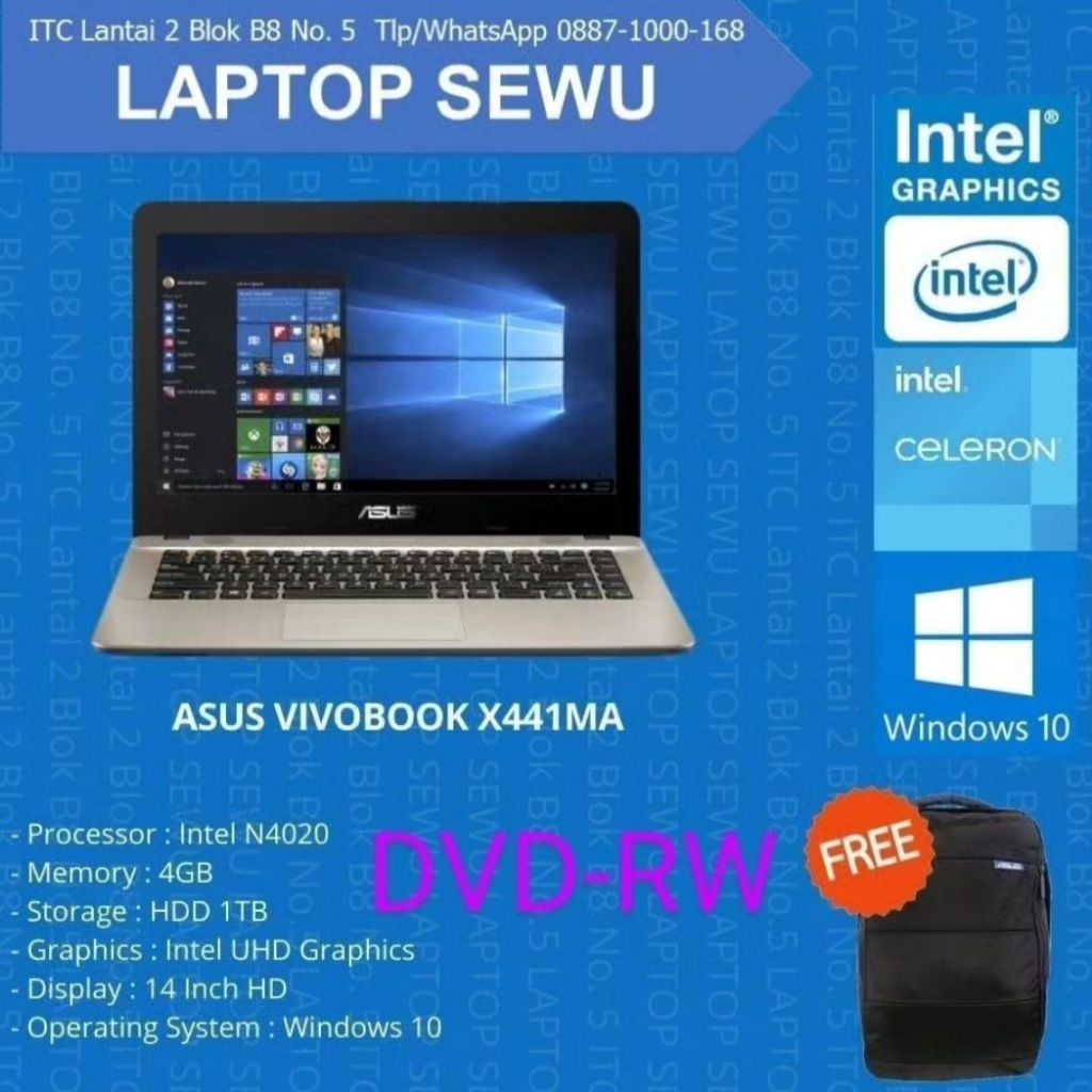 Asus Vivobook x441ma Intel celeron n4020 Ram 4gb hdd 1 Tb